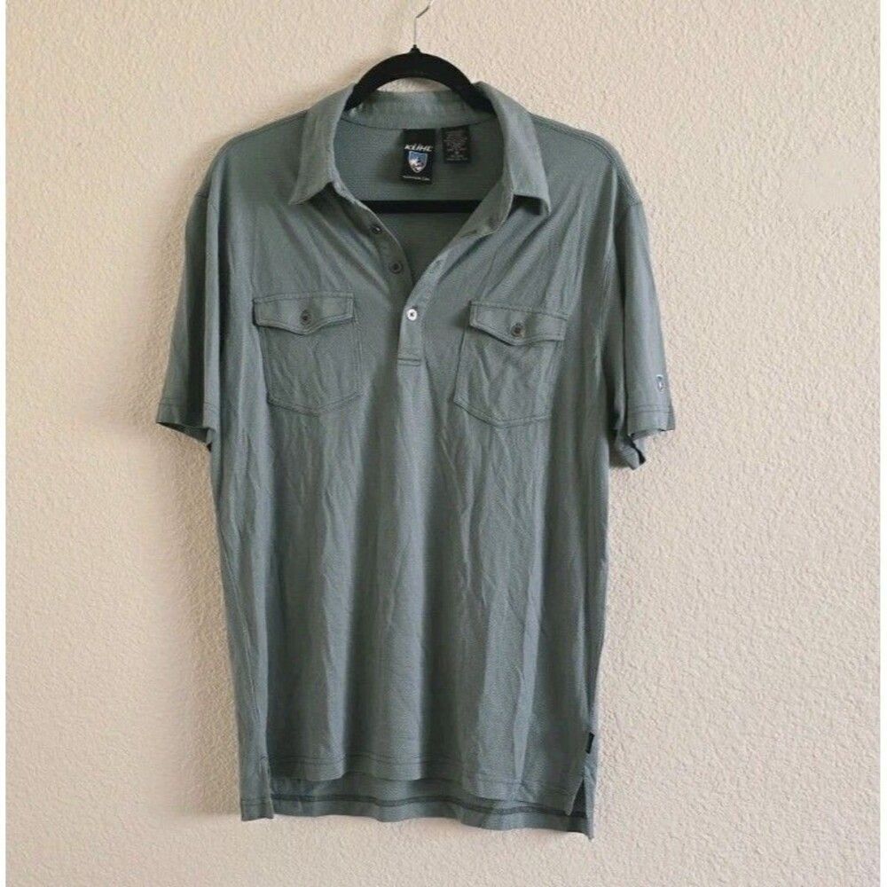 KUHL Shirt Mens Polo Size M Green Lightweight Performance Stretch Golf